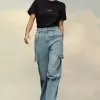 Blugi din denim cu detalii slash Blugi din denim cu detalii slash