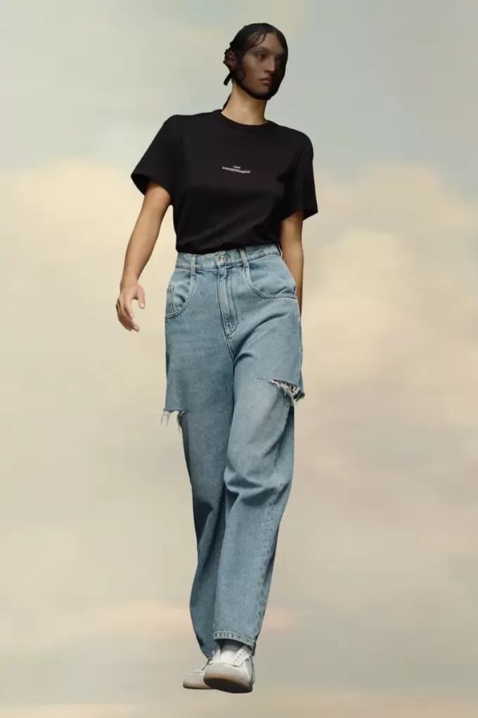 Blugi din denim cu detalii slash Blugi din denim cu detalii slash