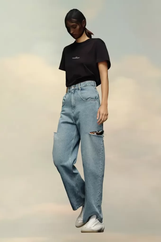 Blugi din denim cu detalii slash Blugi din denim cu detalii slash
