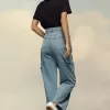 Blugi din denim cu detalii slash Blugi din denim cu detalii slash