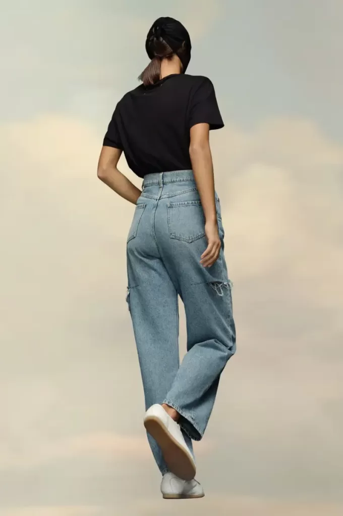 Blugi din denim cu detalii slash Blugi din denim cu detalii slash