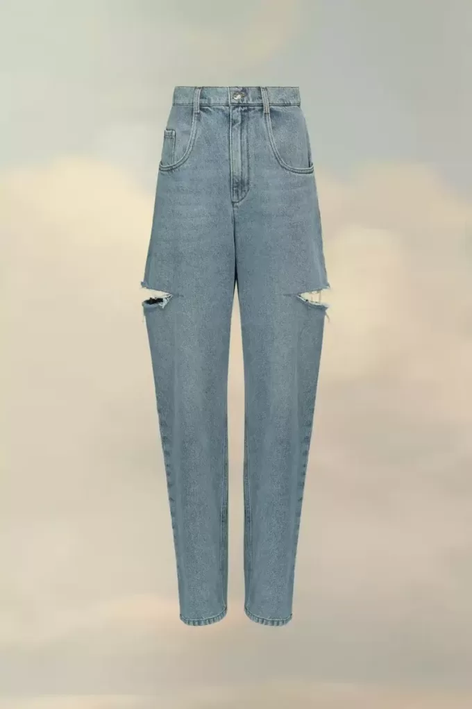 Blugi din denim cu detalii slash Blugi din denim cu detalii slash