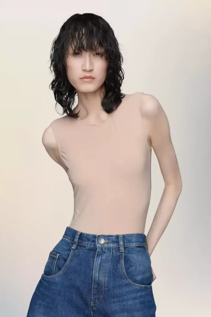 Body fără mâneci din jerseu tehnic Body fără mâneci din jerseu tehnic