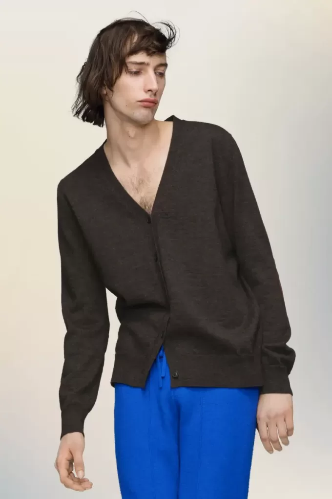 Cardigan din lână cu plasture în cot Cardigan din lână cu plasture în cot