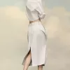 Fusta denim adunată Fusta denim adunată