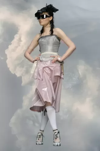 Fusta midi din tafta laminat