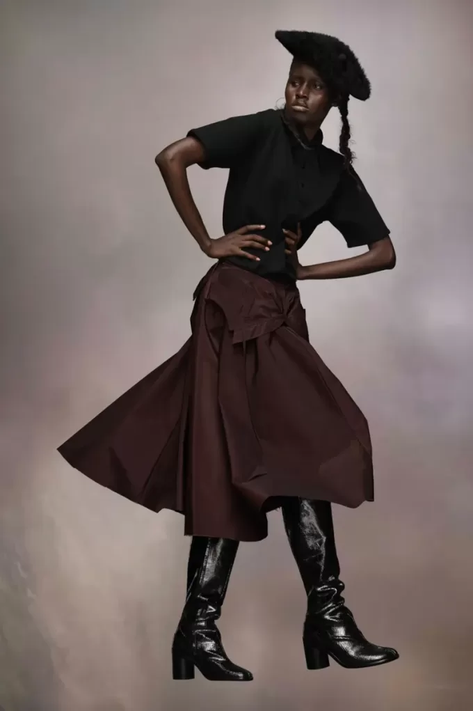 Fusta Midi din tafta Maison Margiela Fusta Midi din tafta Maison Margiela
