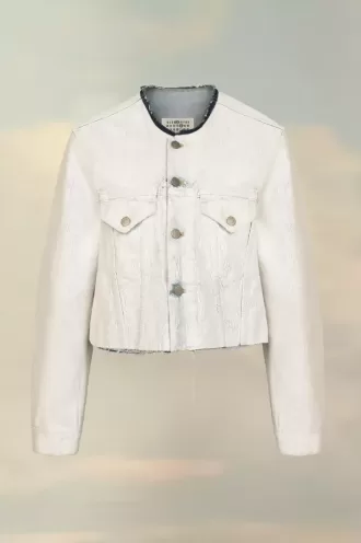Jachetă de denim decupată fără guler