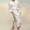 Jachetă de denim decupată fără guler Jachetă de denim decupată fără guler