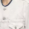 Jachetă de denim decupată fără guler Jachetă de denim decupată fără guler