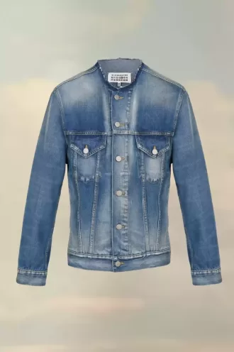 Jachetă din denim fără guler