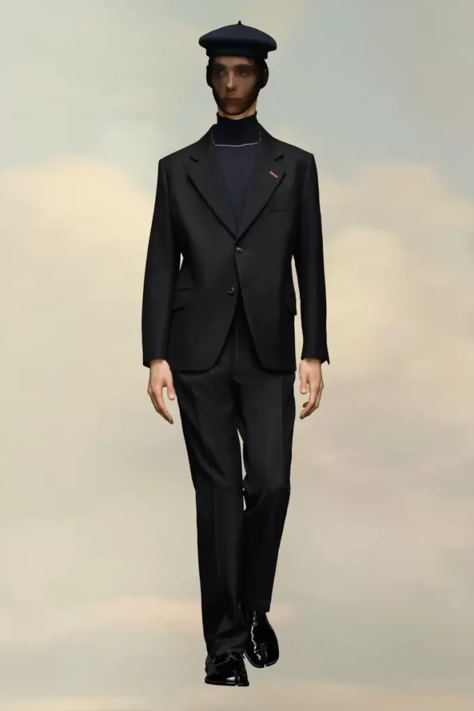 Pantaloni din lână cu țesătură Pantaloni din lână cu țesătură