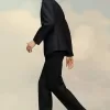 Pantaloni din lână cu țesătură Pantaloni din lână cu țesătură