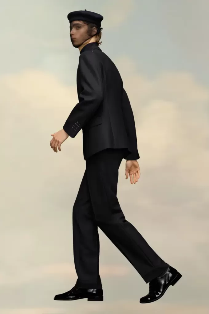 Pantaloni din lână cu țesătură Pantaloni din lână cu țesătură