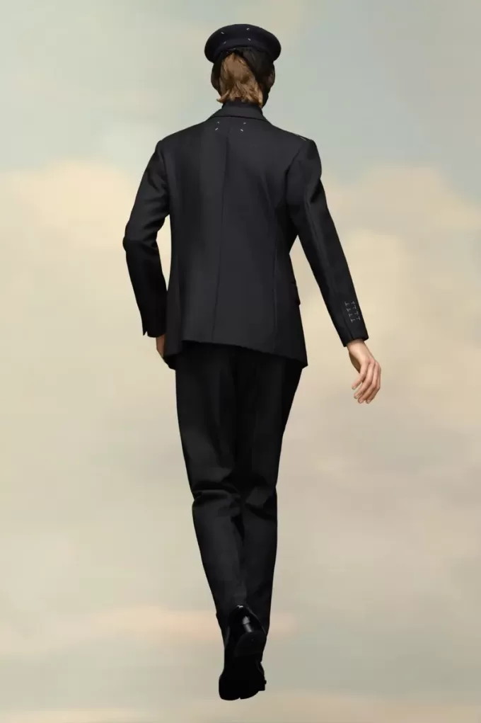 Pantaloni din lână cu țesătură Pantaloni din lână cu țesătură