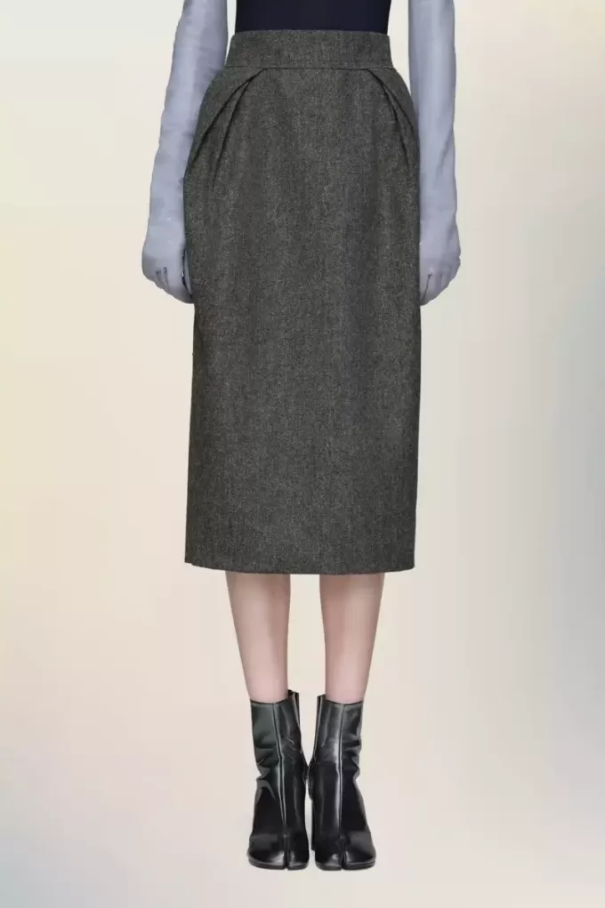 Maison Margiela Fusta midi din lana Maison Margiela Fusta midi din lana