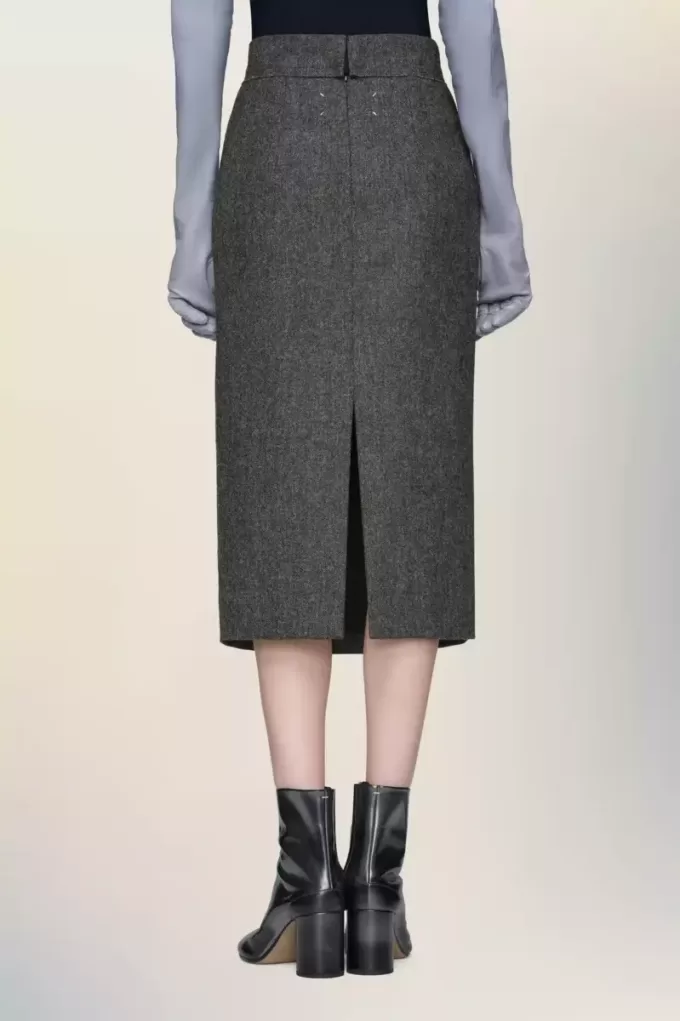 Maison Margiela Fusta midi din lana Maison Margiela Fusta midi din lana