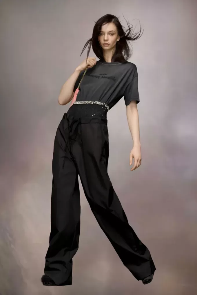 Maison Margiela Pantaloni cu cravată în talie Maison Margiela Pantaloni cu cravată în talie