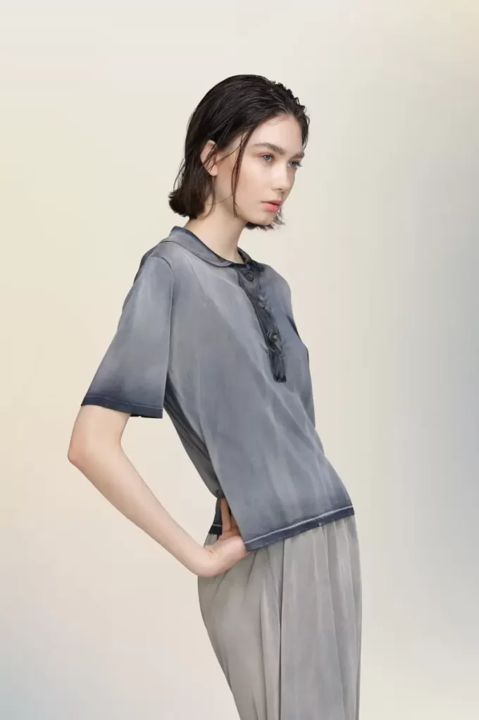 Maison Margiela Top polo decolorat de soare Maison Margiela Top polo decolorat de soare
