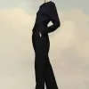 Pantaloni plisați din lână în spina de pește Pantaloni plisați din lână în spina de pește