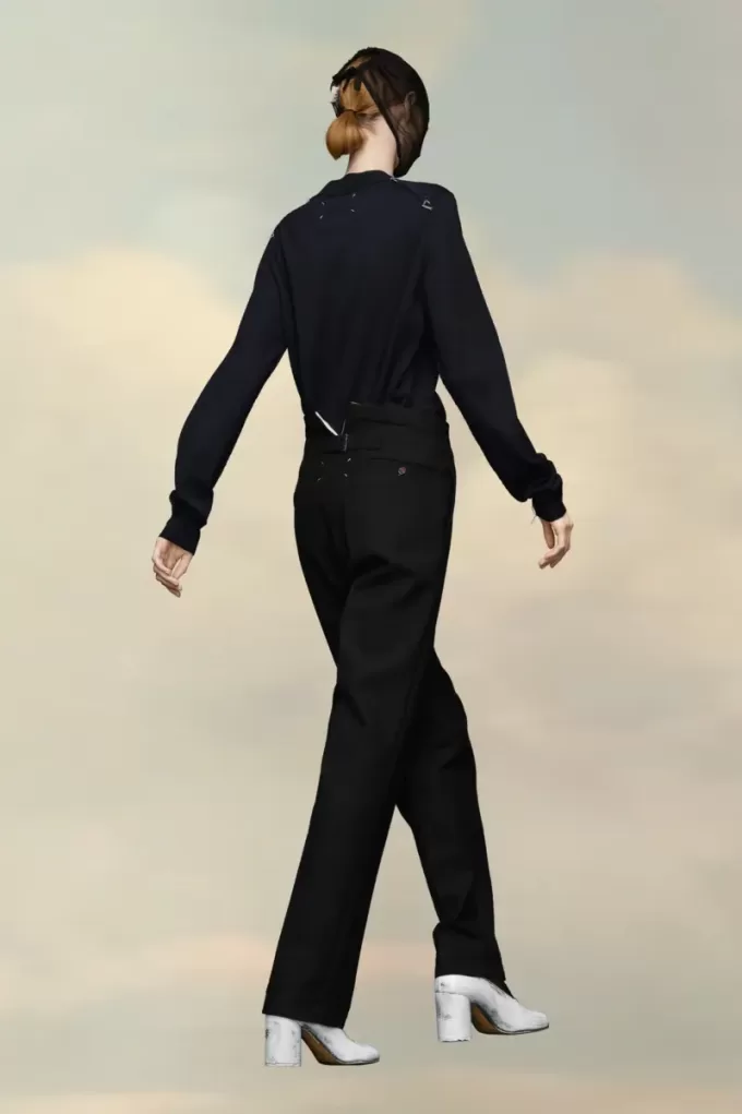 Pantaloni plisați din lână în spina de pește Pantaloni plisați din lână în spina de pește