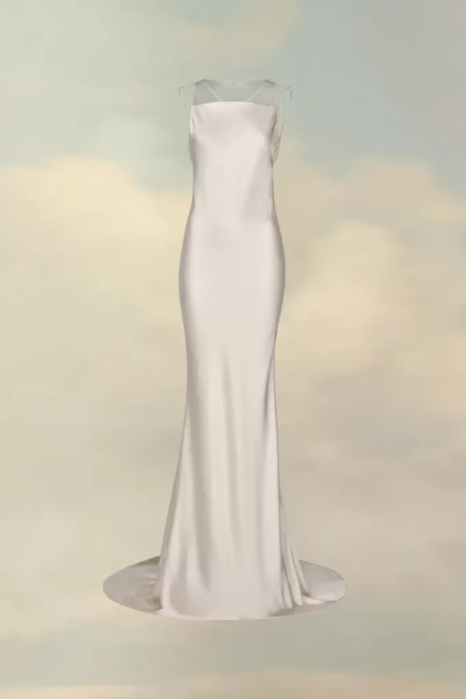 Rochie din satin ciocanat Maison Margiela Rochie din satin ciocanat Maison Margiela