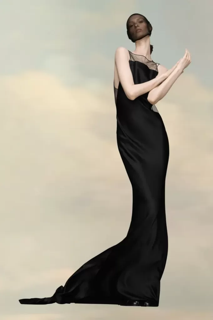 Rochie din satin ciocanat Maison Margiela Rochie din satin ciocanat Maison Margiela