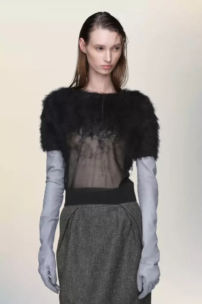 Top din tricot de mătase retrograd Top din tricot de mătase retrograd