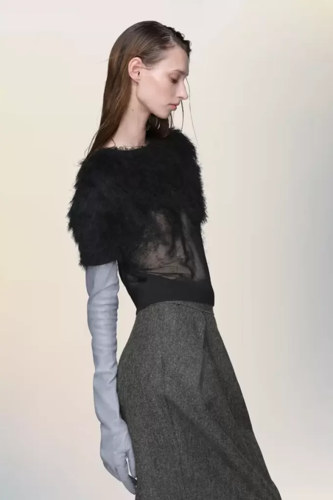 Top din tricot de mătase retrograd Top din tricot de mătase retrograd