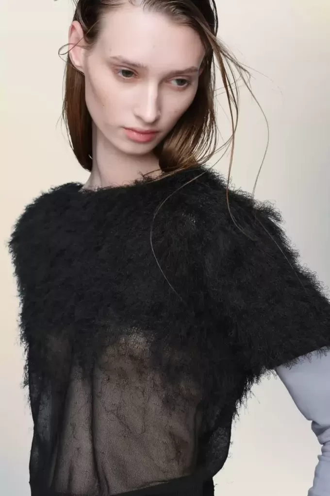 Top din tricot de mătase retrograd Top din tricot de mătase retrograd