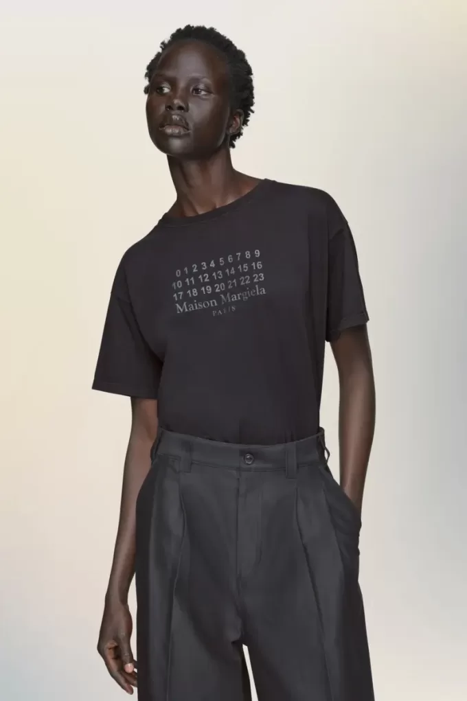 Tricou numeric din jerseu de bumbac Tricou numeric din jerseu de bumbac